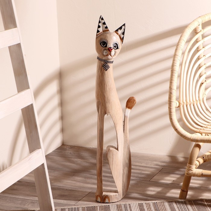 Сувенир дерево "Кошка с ошейником из страз и ромбиком" 80х13х7 см