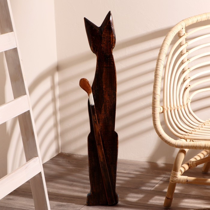 Сувенир дерево "Кошка морская с рыбкой и ящерками" 80х13х7 см