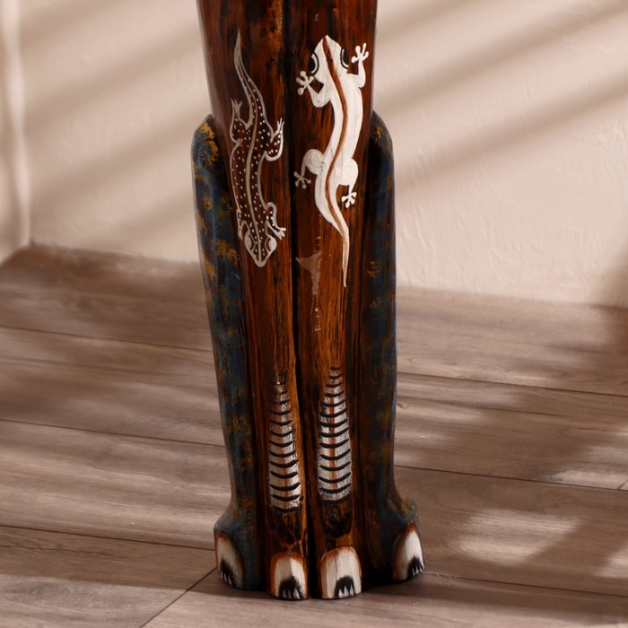 Сувенир дерево "Кошка морская с рыбкой и ящерками" 80х13х7 см