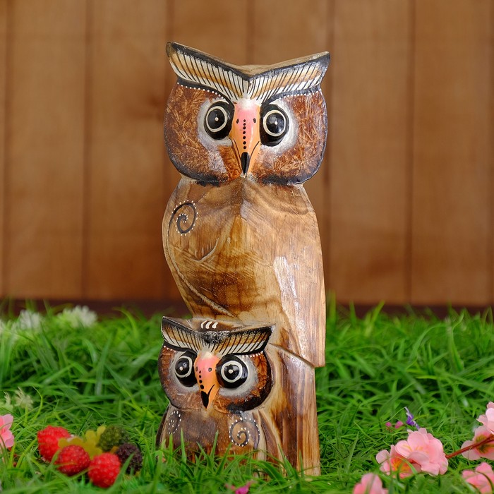 Сувенир дерево "Сова и совёнок" мокко 30х11х5 см