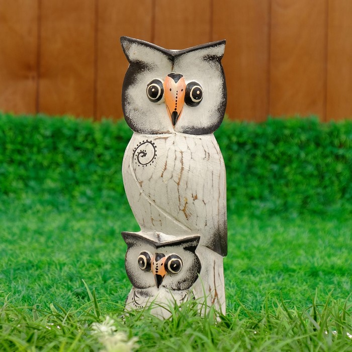 Сувенир дерево "Сова и совёнок" белые 30х11х5 см