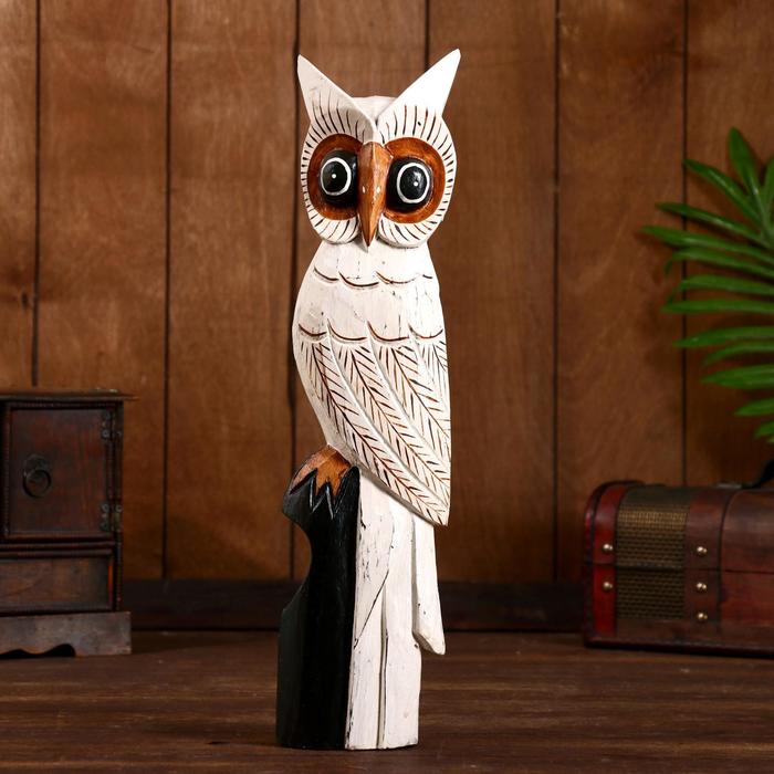 Сувенир дерево "Сова и совёнок" белые 40х13х6 см