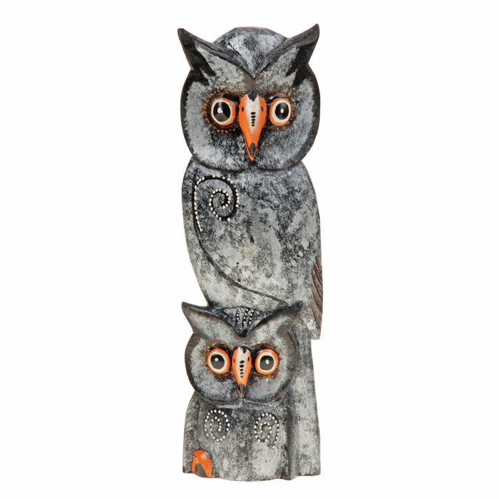 Сувенир дерево "Сова и совёнок" серебристые 40х13х6 см