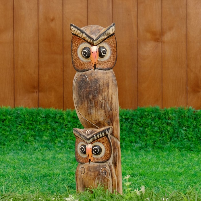 Сувенир дерево "Сова и совёнок" мокко 50х14х7 см