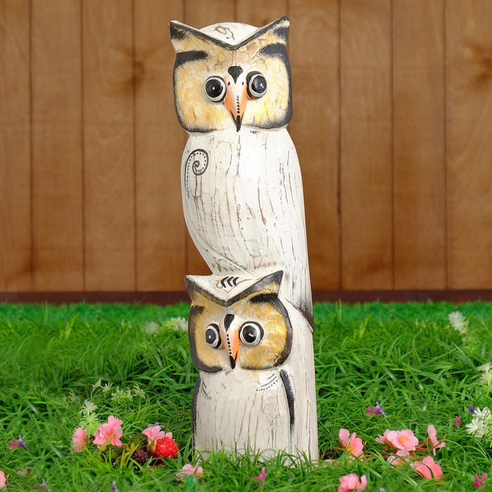 Сувенир дерево "Сова и совёнок" белые 50х14х7 см