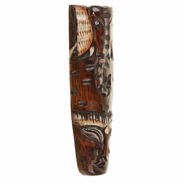 Маска дерево "Абориген и голова слона" 30х10х4 см