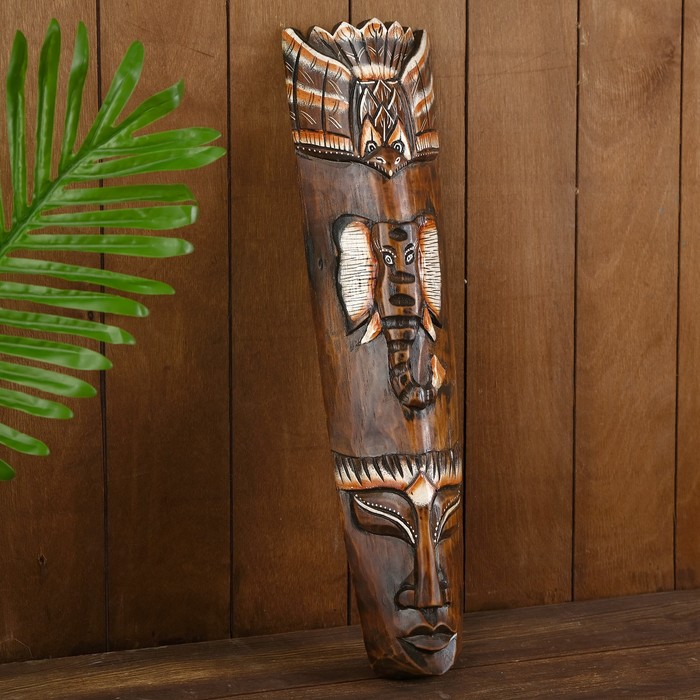 Маска дерево "Абориген и слон" 50х12х4 см МИКС