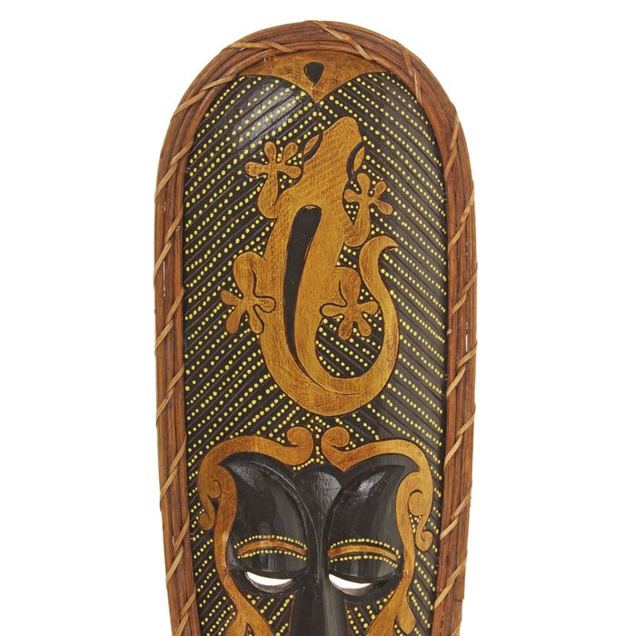 Маска дерево "Абориген геккон в золоте" 52х2х19 см