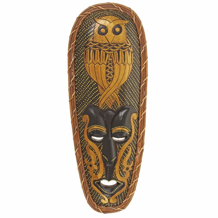 Маска дерево "Абориген сова в золоте" 52х2х19 см