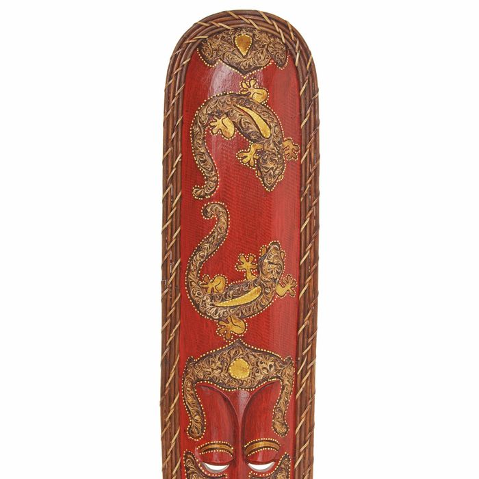 Маска дерево "Абориген и гекконы на красном" 105х3х22 см