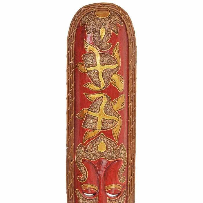 Маска дерево "Абориген и черепахи на красном" 105х3х22 см