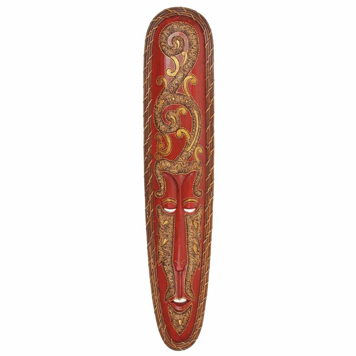 Маска дерево "Абориген и узор на красном" 105х3х22 см