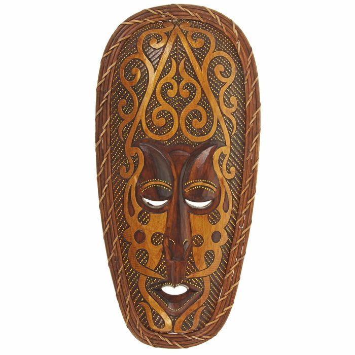 Маска дерево "Абориген и золотой узор" 55х4х27 см