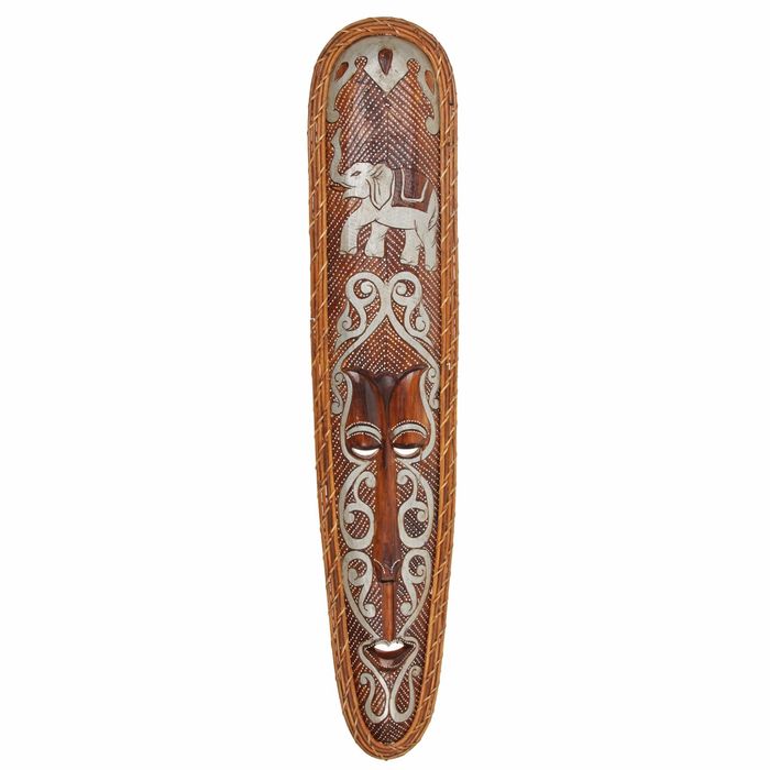 Маска дерево "Абориген и серебряный слон" 105х3х21 см