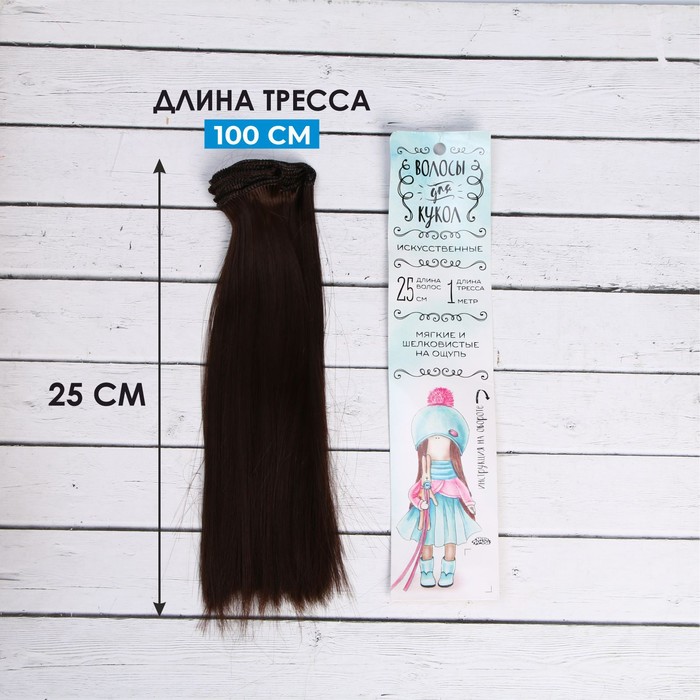 Волосы - тресс для кукол «Прямые» длина волос: 25 см, ширина: 100 см, цвет № 4 волосы bybrana для bjd сделай сам длинные прямые парик для кукол 25 100 см и 15 100 см черные золотые коричневые белые для 1 3 1 4 1 6