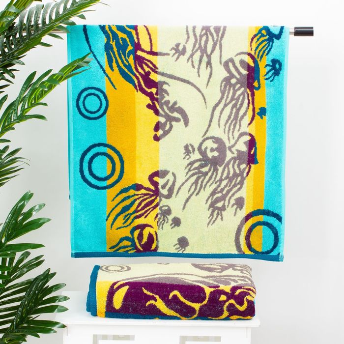 Полотенце махровое "Этель" Песчаные Медузы 50*90 см, 100% хл, 420 гр/м2