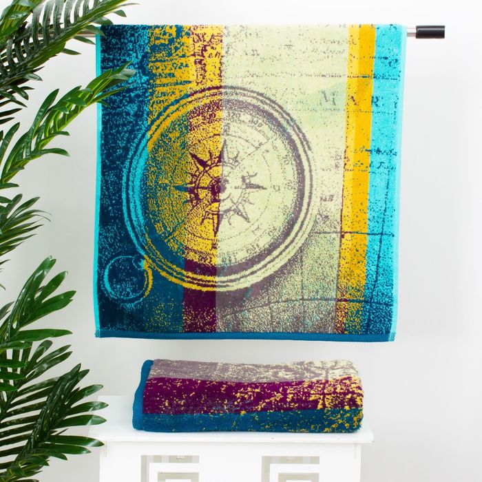 Полотенце махровое "Этель" Песчаный Компас 50*90 см, 100% хл, 420 гр/м2