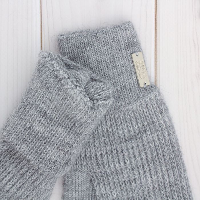 Варежки женские в рельефную резинку 3с240, размер 18, цвет серый