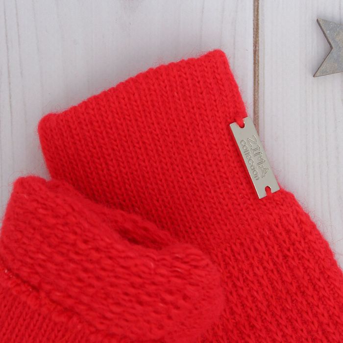 Варежки женские в рельефную резинку 3с240, размер 18, цвет брусничный