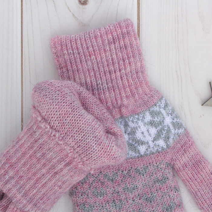 Перчатки женские «Звезда 2» 2с239, размер 18, цвет брусничный/белый/серый