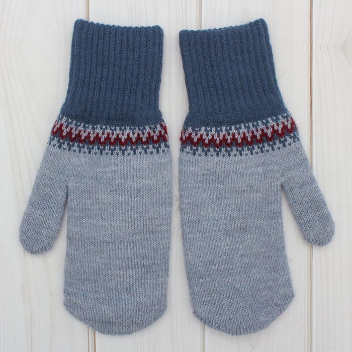 Варежки мужские 2с229, размер 20, цвет светло-джинс/тёмно-джинсовый манжет