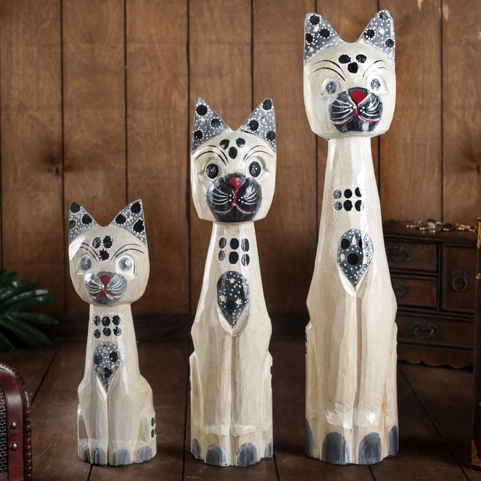 Сувенир дерево "Кошки. Этника" набор 3 шт h=30, 40, 50 см