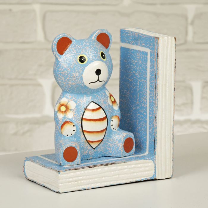 Подставка-держатель для книг дерево "Голубые мишки в цветочек" набор из 2 шт 16х27х8 см