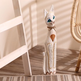 

Сувенир дерево "Кошка белая с бантом" 60х13х5 см