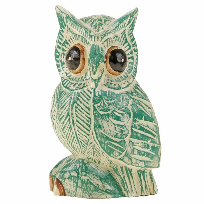 Сувенир дерево "Совушка зелёная" 24х14х8 см