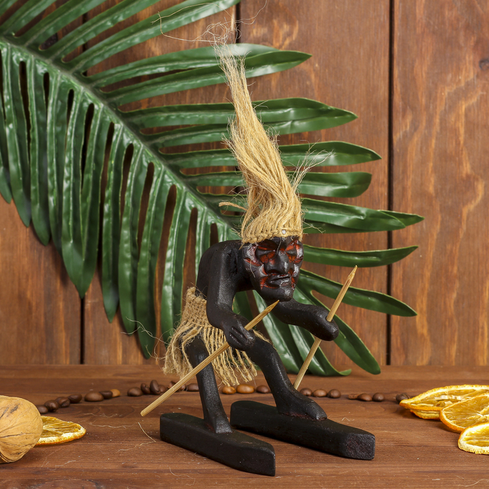 Сувенир дерево &quot;Абориген-лыжник&quot; 13х12х8 см