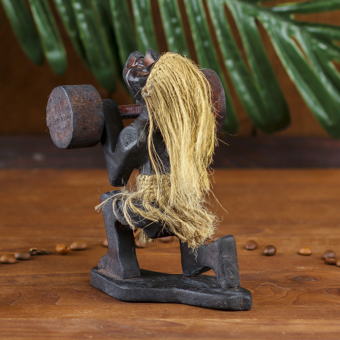 Сувенир дерево "Абориген-штангист" 14х9х9 см