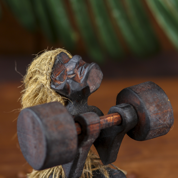 Сувенир дерево "Абориген-штангист" 14х9х9 см