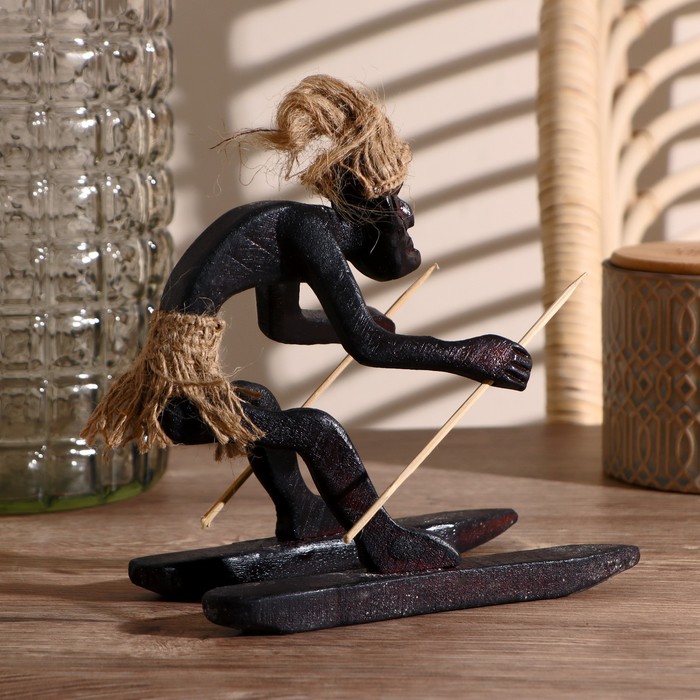 Сувенир дерево "Абориген-лыжник" 20х18х11 см