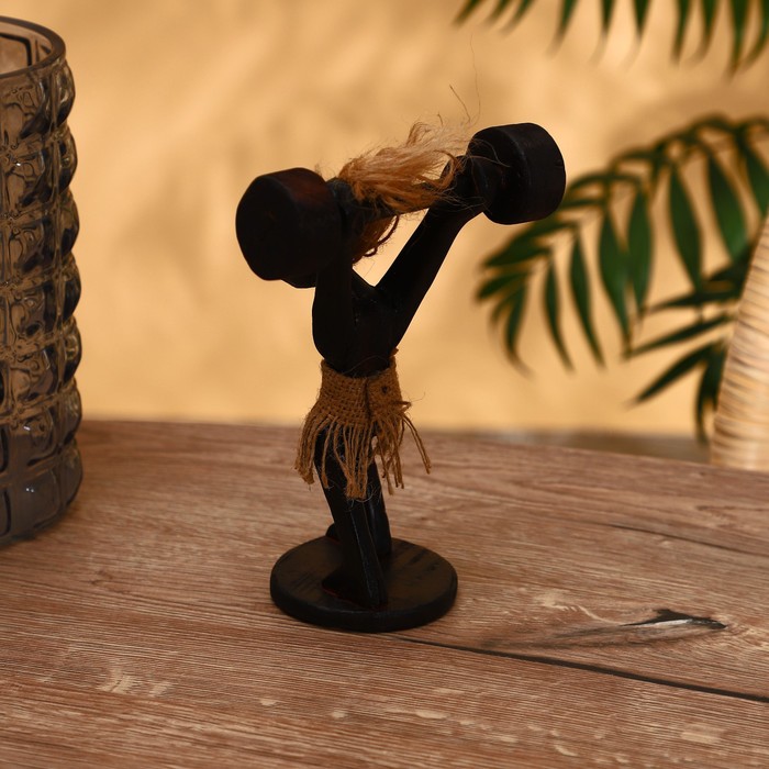 Сувенир дерево "Абориген-штангист" 7х13х25 см