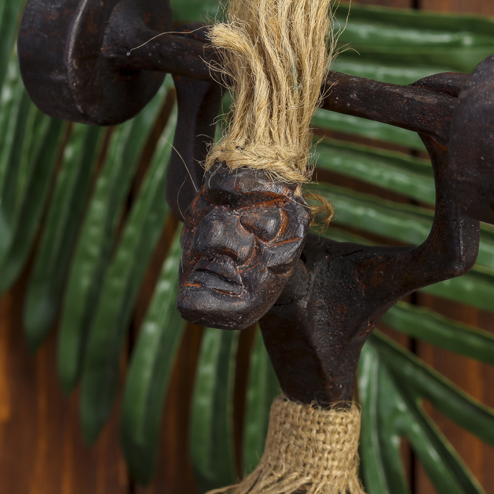 Сувенир дерево "Абориген-штангист" 7х13х25 см