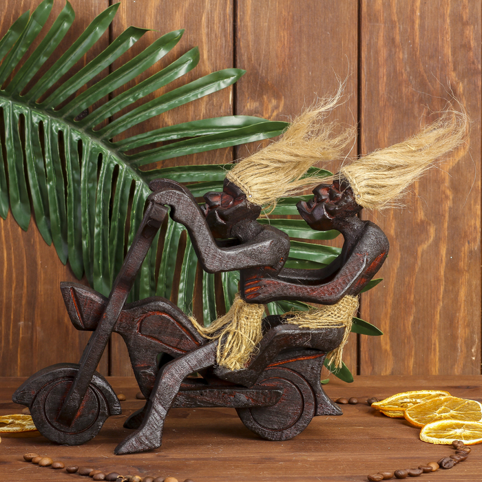 Сувенир дерево "Аборигены на мотоцикле" 24х18х8 см