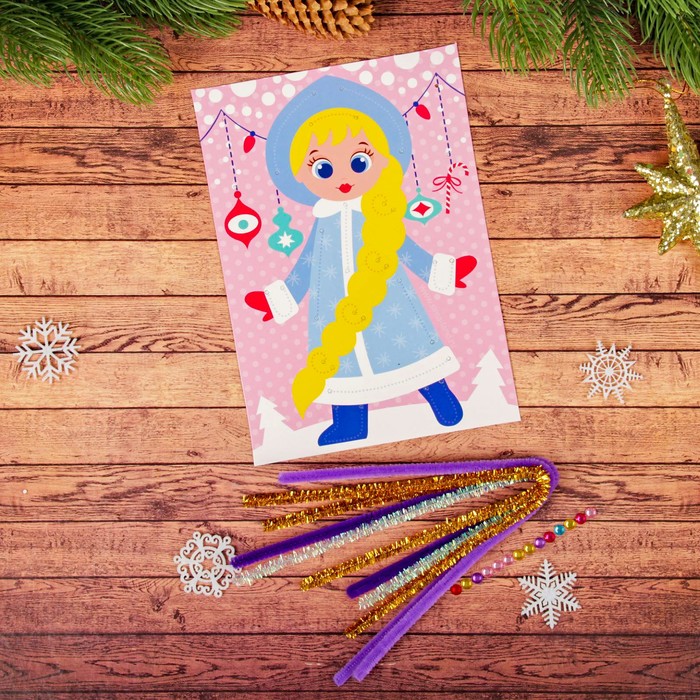 Аппликация меховыми палочками "Снегурочка"