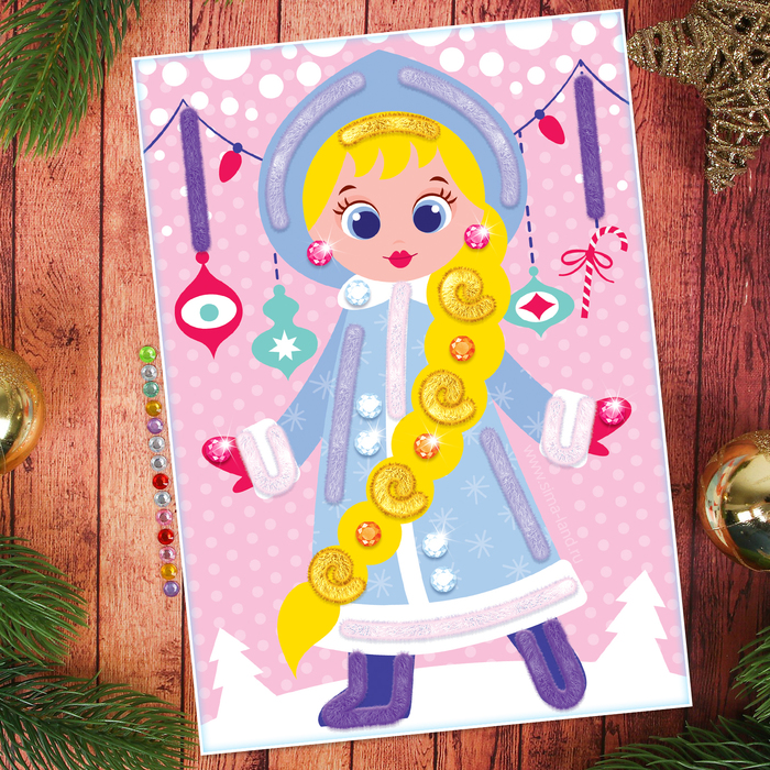 Аппликация меховыми палочками "Снегурочка"