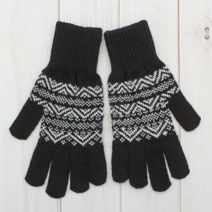 Перчатки одинарные мужские "Аскет 1", размер 20, цвет чёрный/белый 2с230