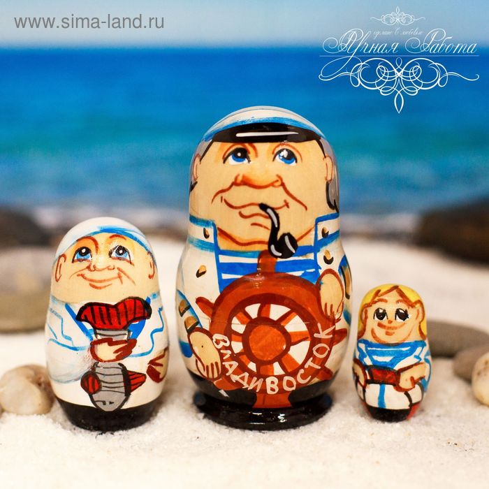 Матрёшка 3-х местная «Владивосток. Моряк», 8 см