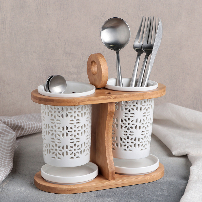 Набор подставок для столовых приборов "Эстет", рисунок цветы