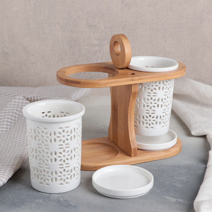 Набор подставок для столовых приборов "Эстет", рисунок цветы