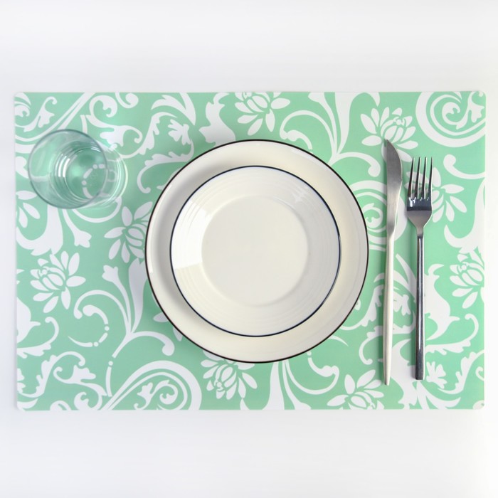 Салфетка кухонная "Узоры" 42х29 см, цвет зеленый