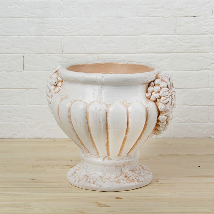 Фигурное кашпо "Чаша виноградная лоза", бежевый 35см