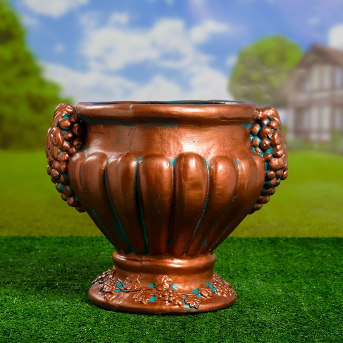 Фигурное кашпо "Чаша виноградная лоза", медь 35см