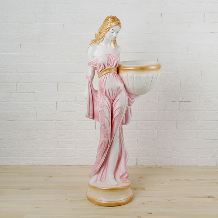 Фигурное кашпо "Девушка в платье"бело/цветная 87см