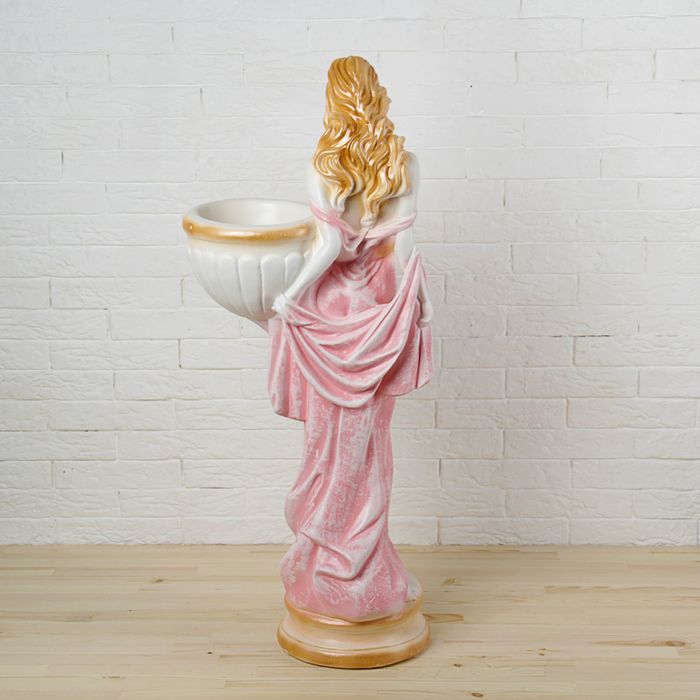 Фигурное кашпо "Девушка в платье"бело/цветная 87см