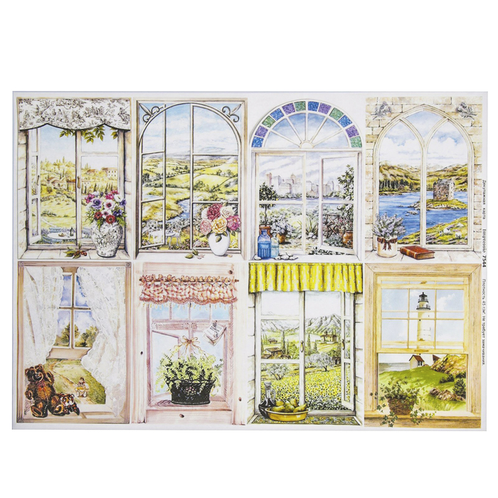 Декупажная карта "Окно в мир" плотность 45г/м2, формат А4