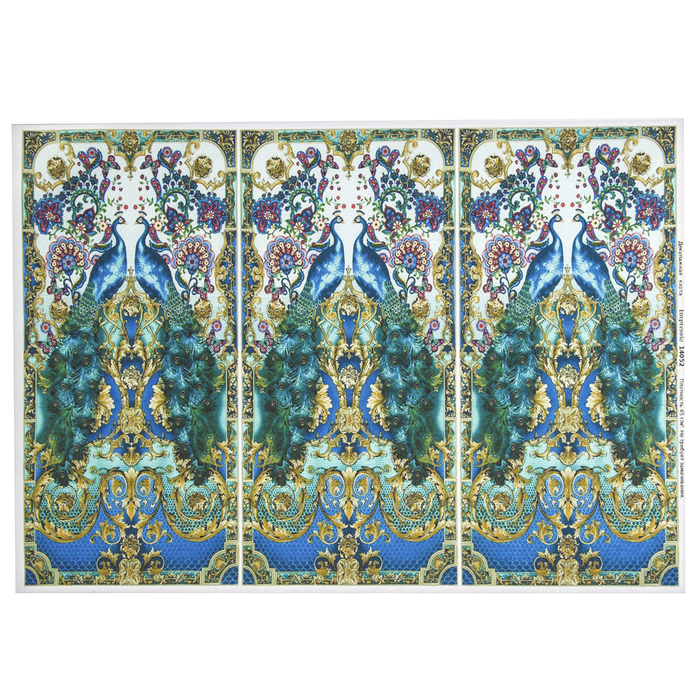 Декупажная карта "Павлиновые узоры" плотность 45г/м2 формат А4 (14052)