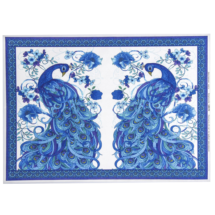 Декупажная карта "Павлины-аквамарин" плотность  45г/м2  формат А4 (14070)